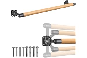 Dolibest 100-300cm Barre de Ballet, Réglable Barre de Danse Classique Murale en Bois Enfants & Adultes pour l'entraînement à la Barre à Domicile avec Support, 4cm Diamètre