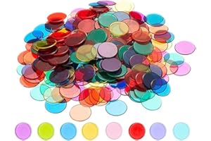 BLeezm Pack of 200 Bingo Chips Plastic Chips Transparent 6-Colour Counting Chips Plastic Markers for Bingo Playing Cards Maths Practice Number of Game Chips - 1.9 cm (Random Colour)
