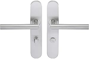 Bricard 666470 Ensemble poignées INOX sur Plaque Tempo Disco pour Porte de Salle de Bains, Toilettes (à condamnation)