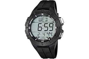 CALYPSO Reloj Digital Hombre K5607 - Resistente al Agua 10 ATM Fecha y Calendario, Cronógrafo, Doble Horario, Luz, Alarma, 12 y 24 Horas - Correa de Caucho - Color Splash