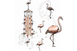 Koonafy Wind Chimes Brass Flamingo Retro Windchimes Aluminum Tube Wind Chime for Outdoor Indoor Patio Garden Housewarming Gift Decor