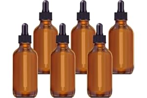 JeiYangYaa Amber Glass Dropper Bottles 100ml, Pipette Dropper Bottle for Essential oi Massage Perfumery Aromatherapy Laboratory, Makeup, Travel – Brown Glass Bottles 6Pcs