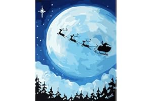 Malowanie Według Numerów dla Dorosłych, CAYUDEN 50x 40cm Akrylowe Według Numerów dla Dorosłych Początkujący Zestaw do Malowania dla dzieci z Pędzlami Boże Narodzenie Malowanie Według Numerów