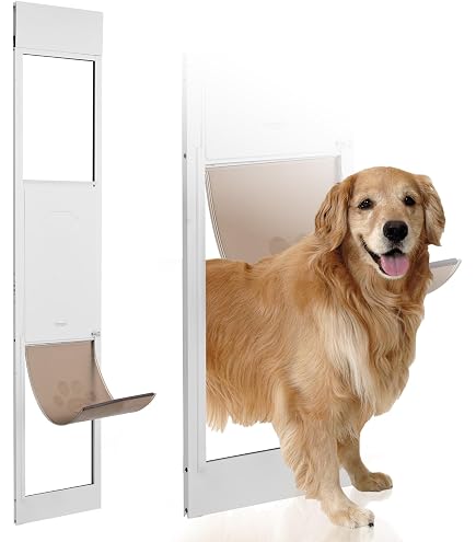 Liberty Pet Door Insert For Vinyl Windows – Medium Flap, Spring-Loaded, Adjusts 27.5-29” Wide, With Safety Glass & Closing Cover, White