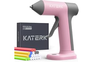 Hot Glue Gun Cordless - KATERK Glue Gun with 20 Color Glue Sticks - 30s Preheat 2500mAh Mini Glue Gun for Crafting, Arts DIY, Home Repairing, School - Auto Shut-Off, Anti-drip Nozzle, Type-C - Pink