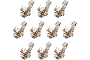 N+B 10PCS Niquelado 6.35mm 1/4 Pulgada Soldadura Mono TS Panel Chasis Montaje Jack Audio Conector Hembra con Arandela y Tuerca Tipo de Soldadura para Bajo Eléctrico