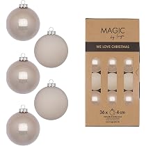 36 Palline Di Natale In Vetro 4 Cm – Opache E Lucide, Color Tortora, Per Decorazioni Albero Eleganti