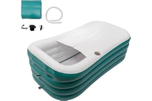 ZOOBOTANICA Aufblasbare Badewanne,Faltbare Mobile Freistehende Badewanne,Ergonomische Rückenlehne,PVC,Eisbad mit Abdeckung & Pumpe für Erwachsene und Dusche,152 * 84 * 52cm(ökologisch grün)