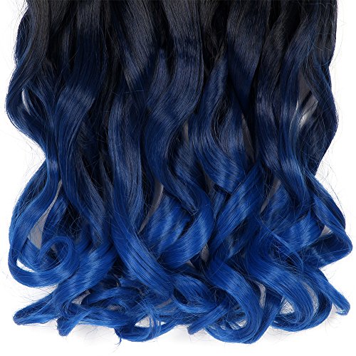 Neverland Ombre Haar Extensions Clip in haar extensions haarverlängerung clips 7pcs Naturschwarz zu Blau - 6