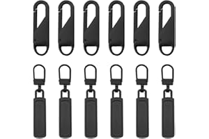 Eupneicu Tirette Fermeture Eclair [12 Pièces], Tirette Fermeture Eclair Remplacement, Métal Zipper Pull Amovible Pour Bagages, Vestes, Sacs À Dos,Pantalon Manteau Chaussures Valise [Noir]