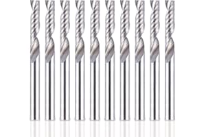 Bestgle 10PCS Tungsten Carbide End Mill Cutter Set, 1/8" Shank Single Flute Spiral CNC Milling Bits (3.175 x 17mm)