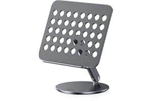 BENKS Soporte ajustable para iPad con base giratoria de 360°, soporte de aluminio para tablet 2024 iPad Pro (M4), iPad Air (M2), iPad Mini 11,12,9,13, Samsung Galaxy Tab, tablet de 4,7 a 13 pulgadas