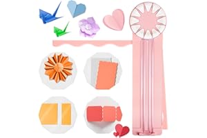 CELESTIMINGLE 12-in-1-Papierschneider, Rotationskanten-Schneidewerkzeug für Bastelpapier, Sammelalbum, Foto, Postkarte, A4-A5-Papier, mit 12 Schnittarten, multifunktionales Papierbastelwerkzeug (Pink)
