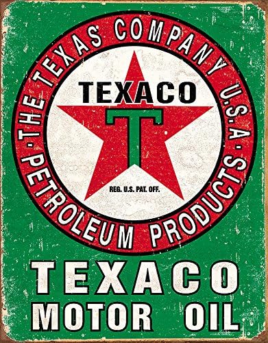 Desperate Enterprises Texaco Motor Oil Sign, Decorative Sign, Red, 16 inches x 12.5 inches, Plastic, Wall Mount, Retro, Garage