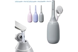 ZEY LUXE Upgraded Handheld Travel Bidet, Peri Bottle – Strong Pressure Manual Portable Bidet for Postpartum Care, Feminine Hygiene, Soft Squeeze, Wall-Mountable Hook, Carry Bag (Grey, 400 ML)