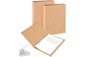 TUFA 2 Pièces Classeurs A5 en Papier Kraft,6 Anneaux Classeur Rechargeable Couverture de Reliure à Anneaux A5 pour L'écriture Créative,Documents de Travail, Notes D'étude-avec Perforatrice
