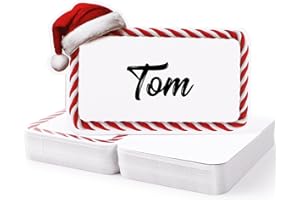 GEBETTER 50 Stück Weihnachten Tischkarten 95x62 mm Weihnachtsmütze Tischdekoration Namenskarten zum selbst Beschriften Namensschild Platzkarten für Geburtstag Silvester Neujahr Feier