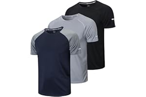 frueo 3 Pack T-Shirt Homme Tee Shirt Sport Homme Manche Courte Séchage Rapide Respirant Baselayer Haut Running Fitness Gym