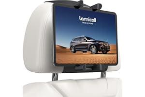 Lamicall Uchwyt samochodowy na tablet - [szeroki silikonowy klips] [składany] obrót o 360°, na rzep o wysokiej elastyczności, uchwyt na tablet, do grubych osłon, do iPada, Switcha i innych urządzeń