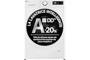 LG AI DD F4R3013NSWB Lavatrice a Carica Frontale 13kg Serie R3, Classe A-20%, 1400 giri, AIWash, Lavaggio a vapore, Motore Direct Drive, Cestello a bolle, Smart Diagnosis, Libera installazione, Bianca