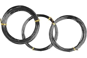 LEEQ 30-Meter-Basteldraht für Pflanzen und Bäume, schwarz, aus Aluminium, 1,0 mm/1,5 mm/2,0 mm (je Größe 10 m)