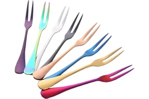 Buyer Star Mini Fourchette 8 pièces Fourchette à gâteaux 8 Couleurs INOX Fourchettes à Fruits pour Fruit Dessert gâteau