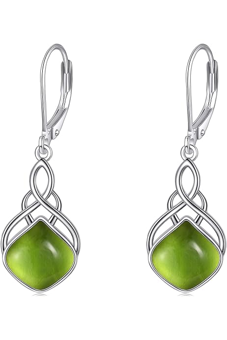 Mondstein Ohrringe Aus Sterling Silber – Pull-Through Threader Ohrringe Mit Floralem Design, Lang, Für Damen & Mädchen