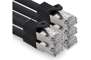 freiwerk 1,0m - schwarz - 5 Stück CAT.7 Netzwerkkabel Lan Ethernet Patch Kabel S-FTP LSZH PIMF 10GB s RJ45 Stecker Cat6a