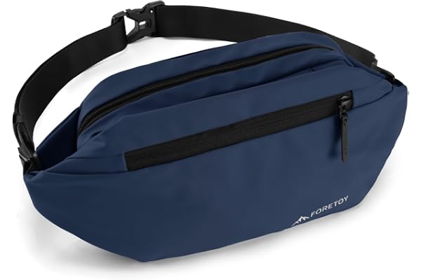 Sac Banane Femme Homme Sacoche Banane avec Multi-Poches Unisexe Ville Confortable Sac Etanche Réglable Ceinture pour Sport Cyclisme Gym Balade Voyage Randonnée Activités de Plein Air (Bleu foncé)