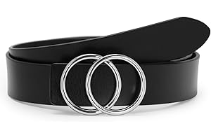 Suosdey good quality soft leather ladies belt with round metal buckle two rings denim belt for women width 3.3 cm