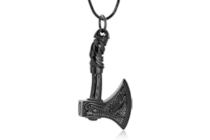MINICREMATION Thor Axe Cremation Jewelry for Ashes for Women Men Viking Jewelry Memorial Pendant Urn Necklace for Loved One Ashes Holder, Metal, not