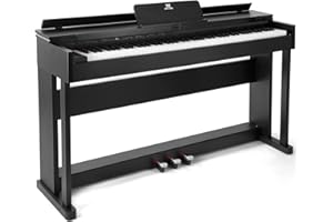 MUSTAR Piano electrónico de 88 teclas con mecanismo de martillo, piano digital con adaptador de 3 pedales, 2 conectores para auriculares, sistema de control dual, USB/MIDI, clásico profesional