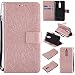 Produktbild Nokia 5 Hülle, Dfly Premium Slim PU Leder Mandala Blume Prägung Muster Flip Hülle Bookstyle Stand Slot Schutzhülle Tasche Wallet Case für Nokia 5, Rosen-Gold