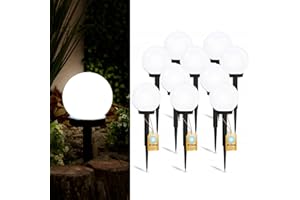 Lumiled 10 sztuk solarnych lamp ogrodowych, kulek solarnych do ogrodu, na zewnątrz, świecąca kula z ostrzem do wbijania w ziemię, czujnikiem zmierzchu, lampa zewnętrzna, lampa ścieżkowa, lampa stojąca