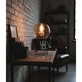 Decodelight Siyah Silindir Tel Ayaklı Bal ve F&uuml;me 15 cm Glob Cam Şapkalı Mini Abajur Masa Lambası (Bal)