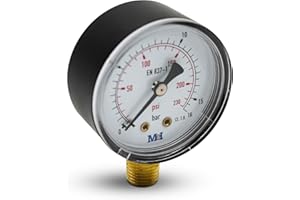 DOJA Barcelona | Manomètre Pression Eau 0-6 Bars | Ø63mm Cl 1,6 | Raccord Laiton Vertical | Pour Air, Pneu, Compresseur | 1/4" Plastique