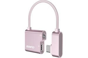 BENFEI 2 w 1 adapter USB C na gniazdo audio i szybkie ładowanie PD 60 W, USB C na 3,5 mm AUX słuchawki z chipem DAC do iPhone 15 Pro Max/15 Pro/15 Samsung Galaxy S24/S23/S22 Ultra iPad Pro Pixel 8