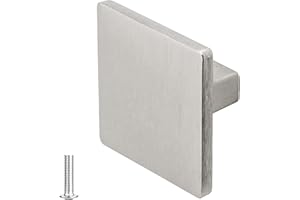 Decoranddecor Calla Square Cabinet Knob Door Pull Handle Kitchen Cupboard Furniture Drawer (1 Pack, Brushed Chrome)