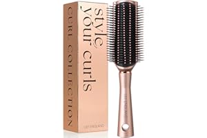 Lily England 9-rzędowa szczotka do włosów kręconych dla kobiet, definiowanie i rozczesywanie loków na sucho i mokro, 3c, 4c, gładka stylizacja, oddzielanie i kształtowanie, różowe złoto