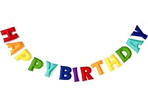 DANDUOLAI Pre-Strung Happy Birthday Banner - Felt Ball Garland - HAPPY BIRTHDAY Garland, Rainbow Birthday Decorations, Personalized Happy Birthday Sign for Birthday Decor, Party Decor, Photo Prop(Birthday 03)