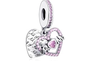 Rimgoris 925 Charm in argento sterling per donne Bracciali Collana Infinity Cuore Famiglia Chiusura Catena di sicurezza Cane Stampa & Moneta Famiglia&Amici per sempre Amicizia Casa Mongolfiera