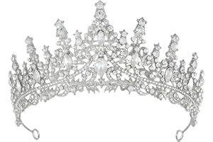 HPMAISON Diadème Femme Tiara Cristal Couronne Strass Couronne Princesse Fille Bandeau Adult Mariage Cheveux Accessoires Cadeau pour Concours Parties Festival fête Halloween Cosplay