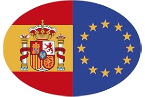ARTIMAGEN Pegatina Bandera Oval España/UE con Escudo 80x60 mm.