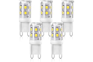 YUIIP Ampoule LED G9 2W, 3000K Blanc Chaud, Équivalent Halogène 20W-25W, Angle 360°, 220-240V, CRI > 85, Culot G9, Faible Consommation, Non Dimmable, Lot de 5