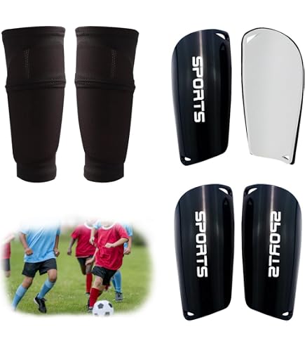 Parastinchi Da Calcio Parastinchi Con Manicotto Antiscivolo Parastinchi Da Calcio Per Bambini E Adulti Ergonomicamente Comodi Da Indossare Offrono Una Forte Ammortizzazione E Protezione (L, Nero - 6