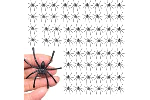 Tadipri 60 Piezas Halloween arañas realistas, plástico pequeño Juguete Falso araña Negro arañas Falsas Terror Divertido Broma apoyos para la decoración de la Fiesta de Halloween