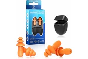 EARGRACE Tapones para los Oídos para Natación, 2 pares de Tapones de Silicona Impermeables, Reutilizables y con Reducción de Ruido para Natación, Ducha, Trabajo, Sueño, Estudio y Otros Eventos Ruidosos