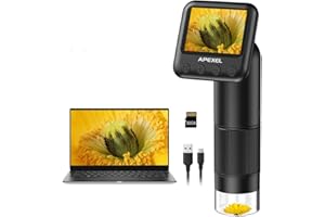 Microscopio portátil APEXEL 800X - Microscopio digital de mano con portaobjetos