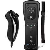 Controller for Wii with Nunchuck Remote Motion Plus, Black, Beinhome Wii Romote and Nunchuck Motion, Built-in 2-in-1 with Sil