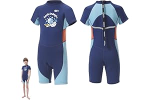 GIMILIFE Kombinezon neoprenowy dla dzieci, 2 mm, krótki/długi, termiczny, ochrona przed promieniowaniem UV, zamek błyskawiczny na plecach, kombinezon kąpielowy dla dzieci, neoprenowy kombinezon dla dziewcząt